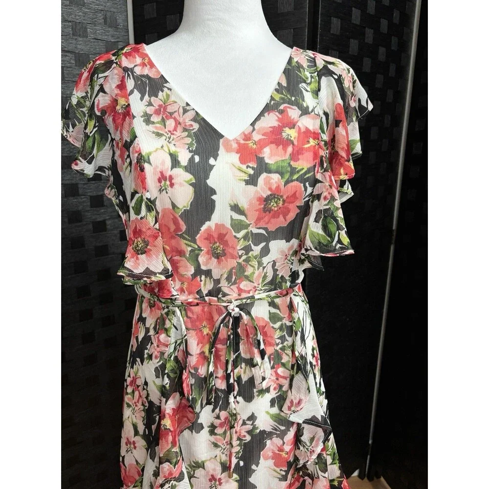 Tommy Hilfiger Ruffled Fit & Flare Dress‎ Women’s 2 Fairycore Romantic Wedding - Picture 4 of 13